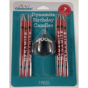 Dynamite Kaboom Themed Birthday Trick Re-Lighting Candles NEW IN PACKAGING